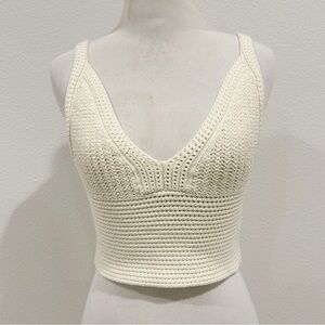 KULE Cream Knit Crochet Camille Cami Top